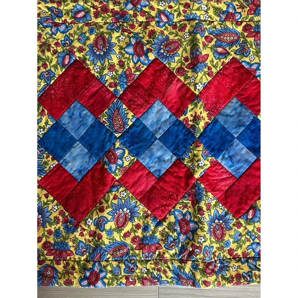 Handmade Quilted reversible Table Runner Floral Patchwork Cottage Farmhouse